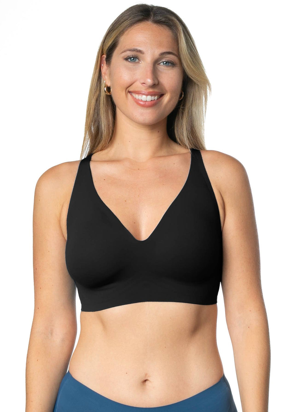 Gel Seamless Bra with Back Closure: Black - Intimate Whispers