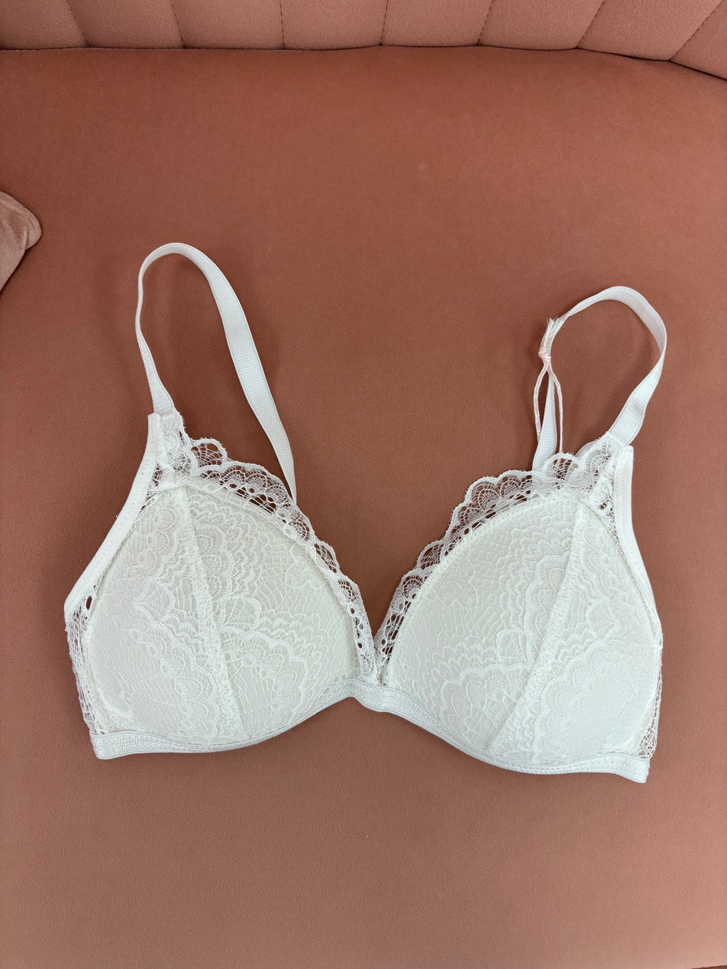 Women's white lace bridal triangle bra