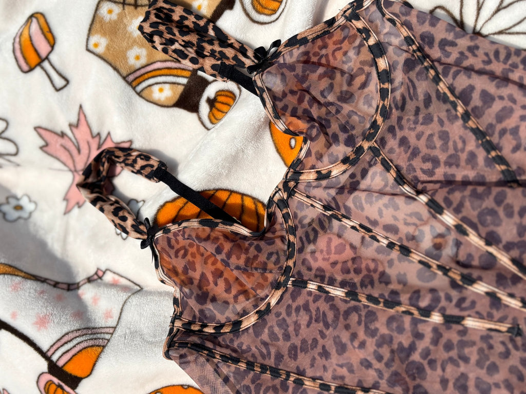 Alia Leopard Mesh Chemise & G-String - Intimate Whispers