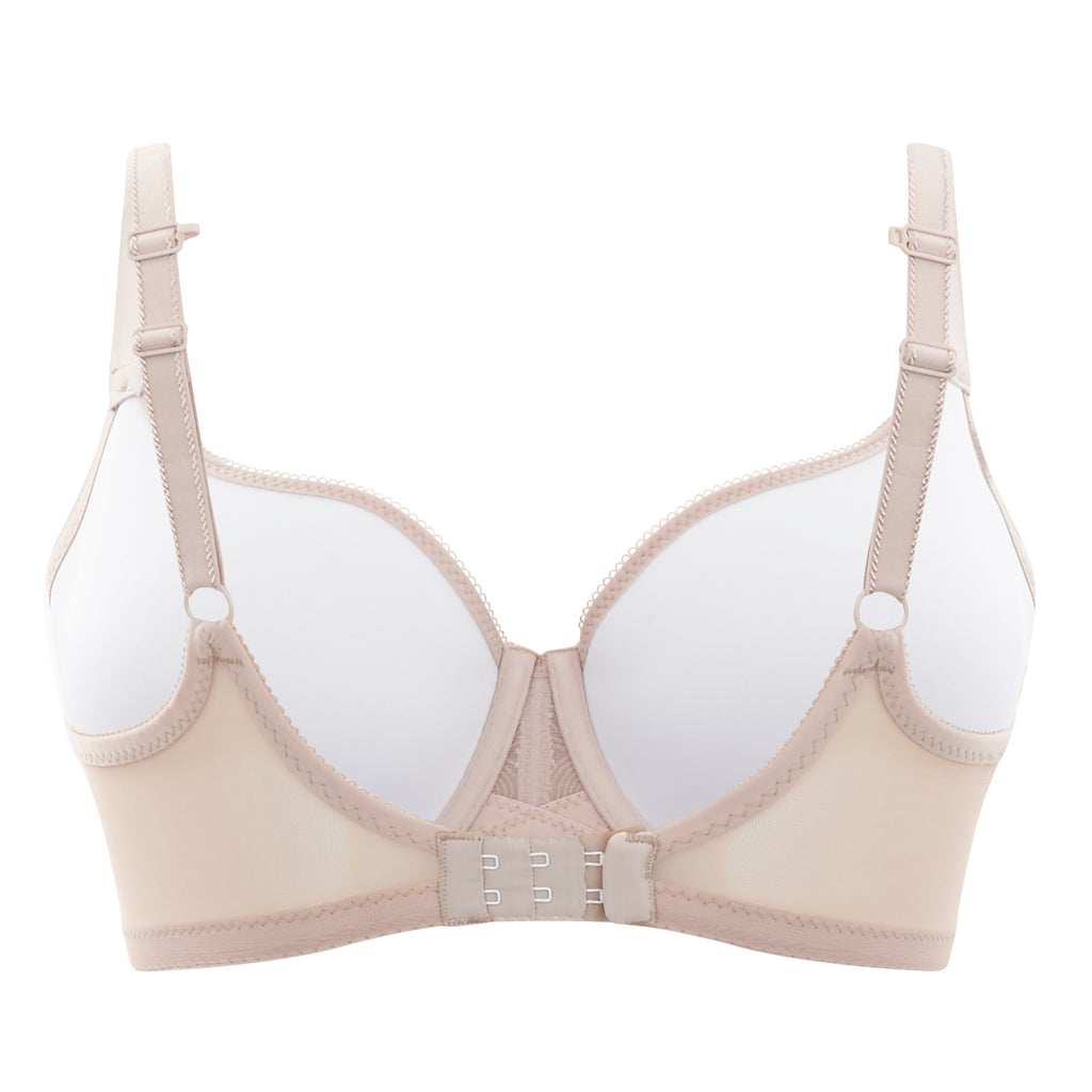 Women's panache moulded cup beige bra back flat lay 