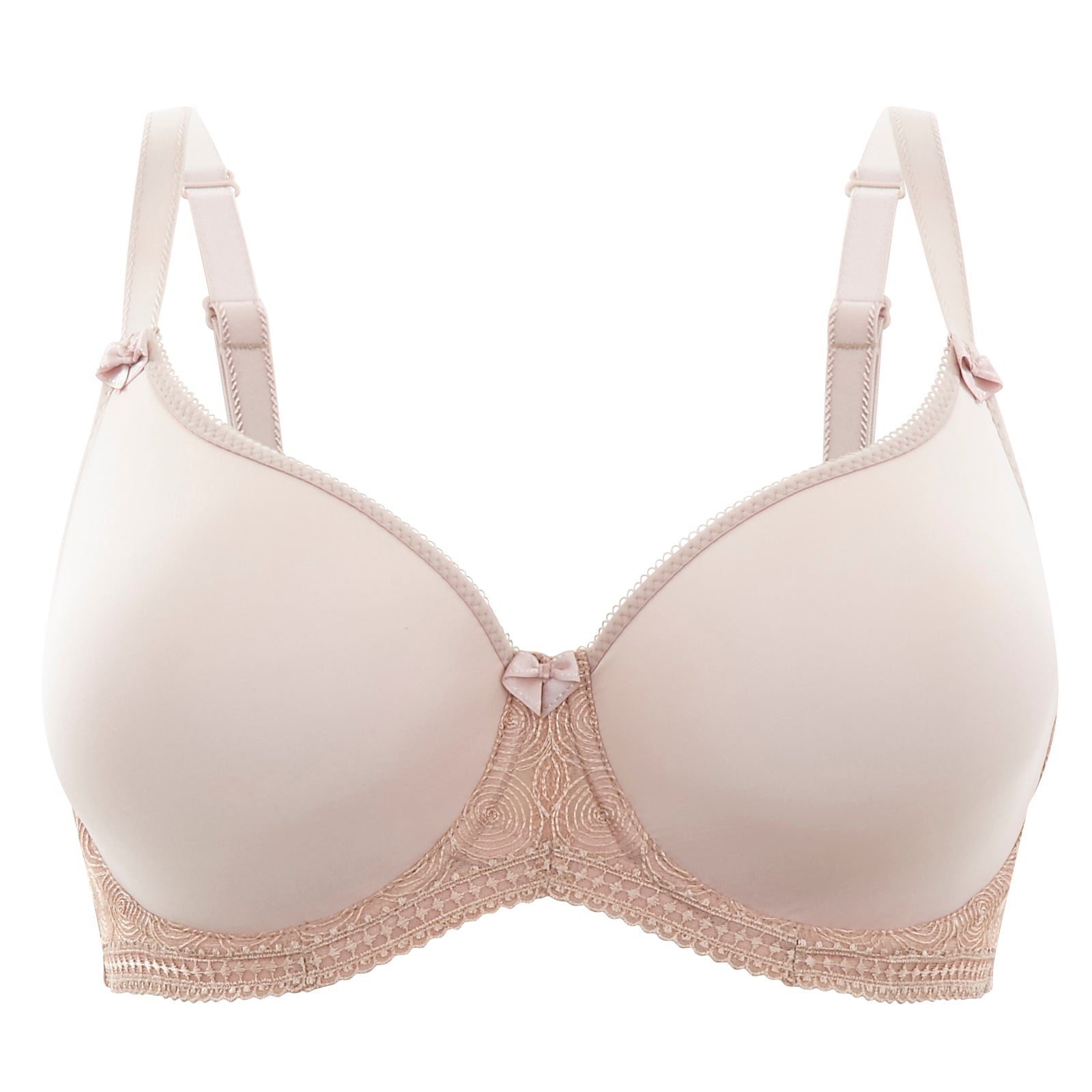 Women's panache moulded cup beige bra flat lay