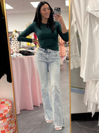 High-Rise Bootcut Denim Jeans- Light Wash - Intimate Whispers