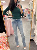 Mid Rise Y2K Boot Cut Denim Jeans - Intimate Whispers