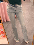 High-Rise Bootcut Denim Jeans- Light Wash - Intimate Whispers