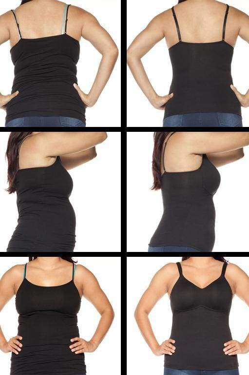 Women's nude moulded cup seamless camisole tank top on model