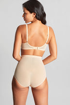 Women's Panache Envy Bra in Chai beige color on model back full look with matching high waist brief