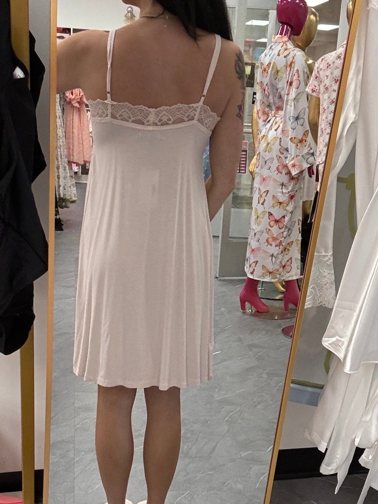 Bamboo Lace Nightie - Powder Puff - Intimate Whispers