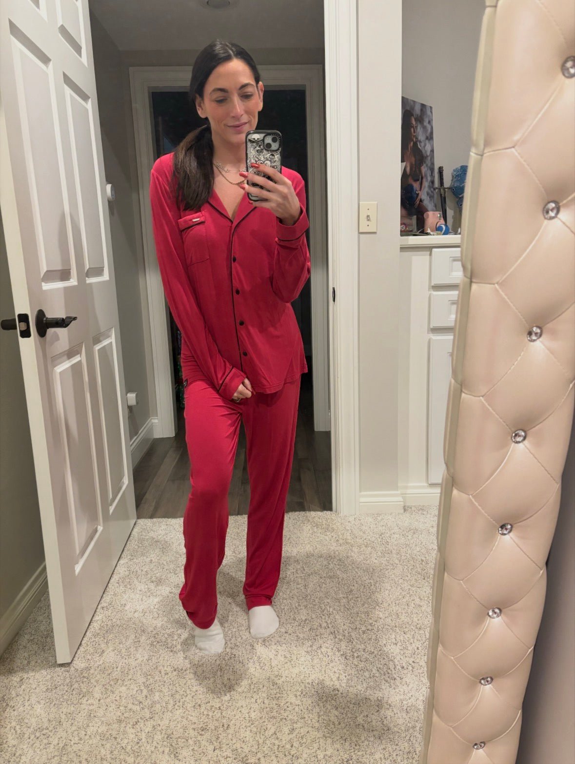 Bamboo PJ Set in Scarlet - Intimate Whispers