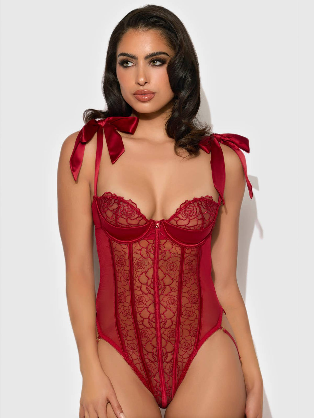 Rosalie Embroidered Lace Teddy - Intimate Whispers