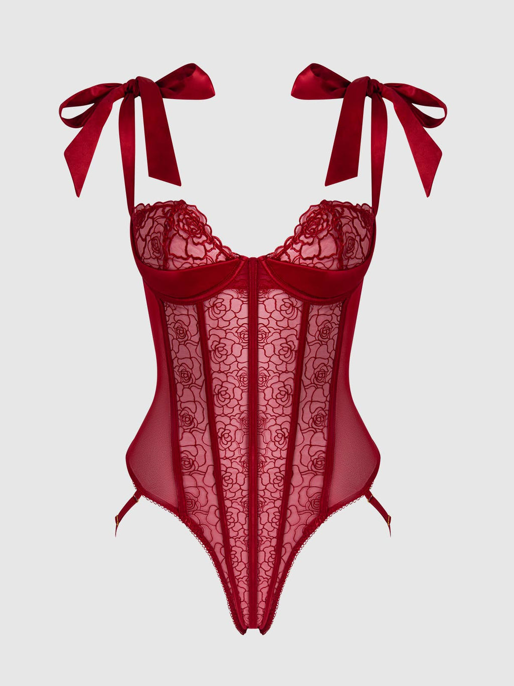 Rosalie Embroidered Lace Teddy - Intimate Whispers