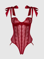 Rosalie Embroidered Lace Teddy - Intimate Whispers