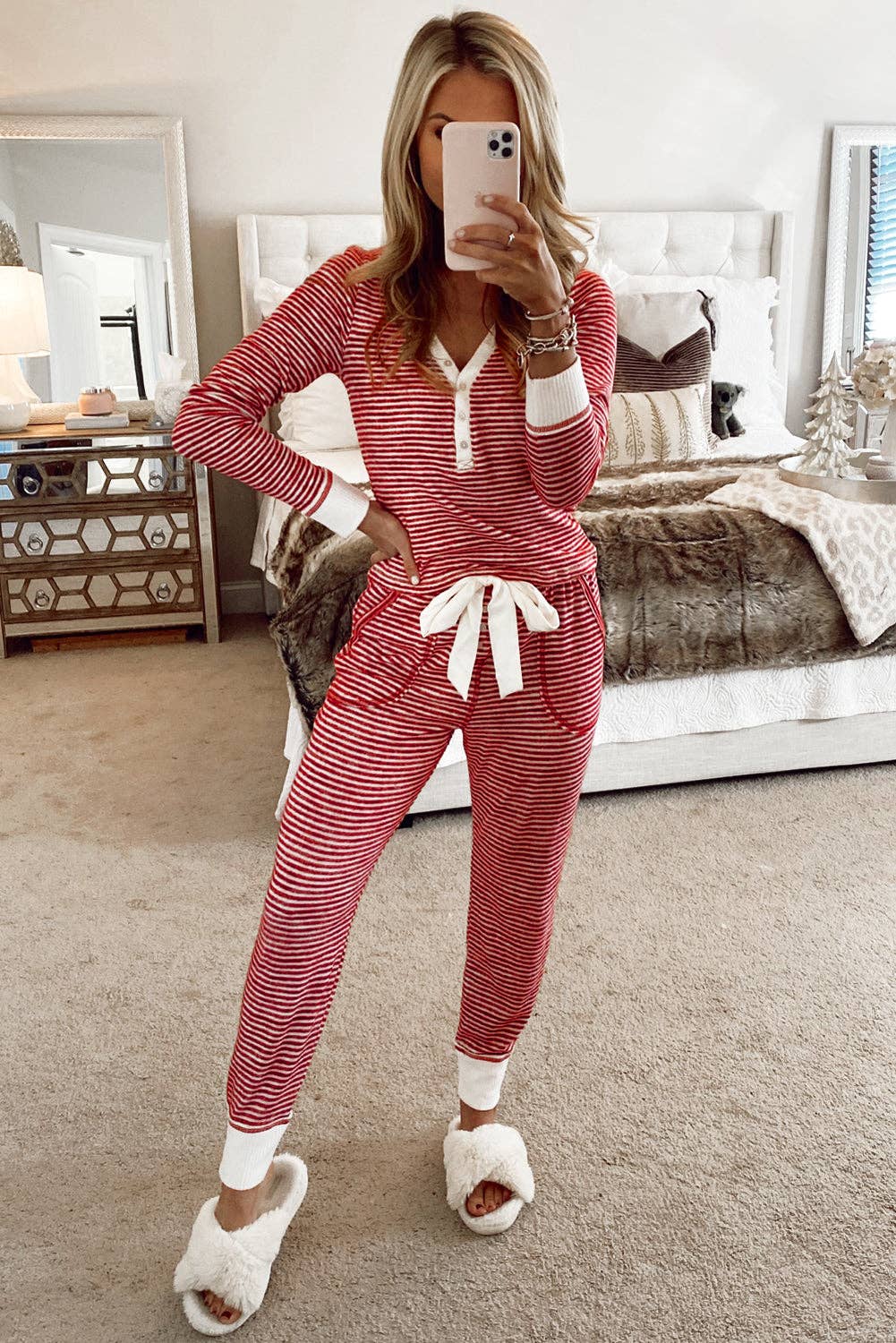 Striped Christmas Pajama Set - Intimate Whispers