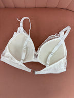 Women's white lace bridal triangle bra back