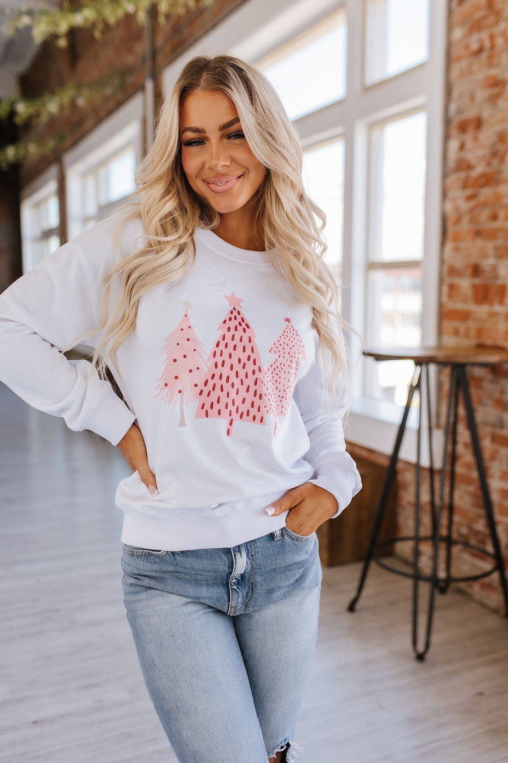 Pink Christmas Tree Sweatshirt