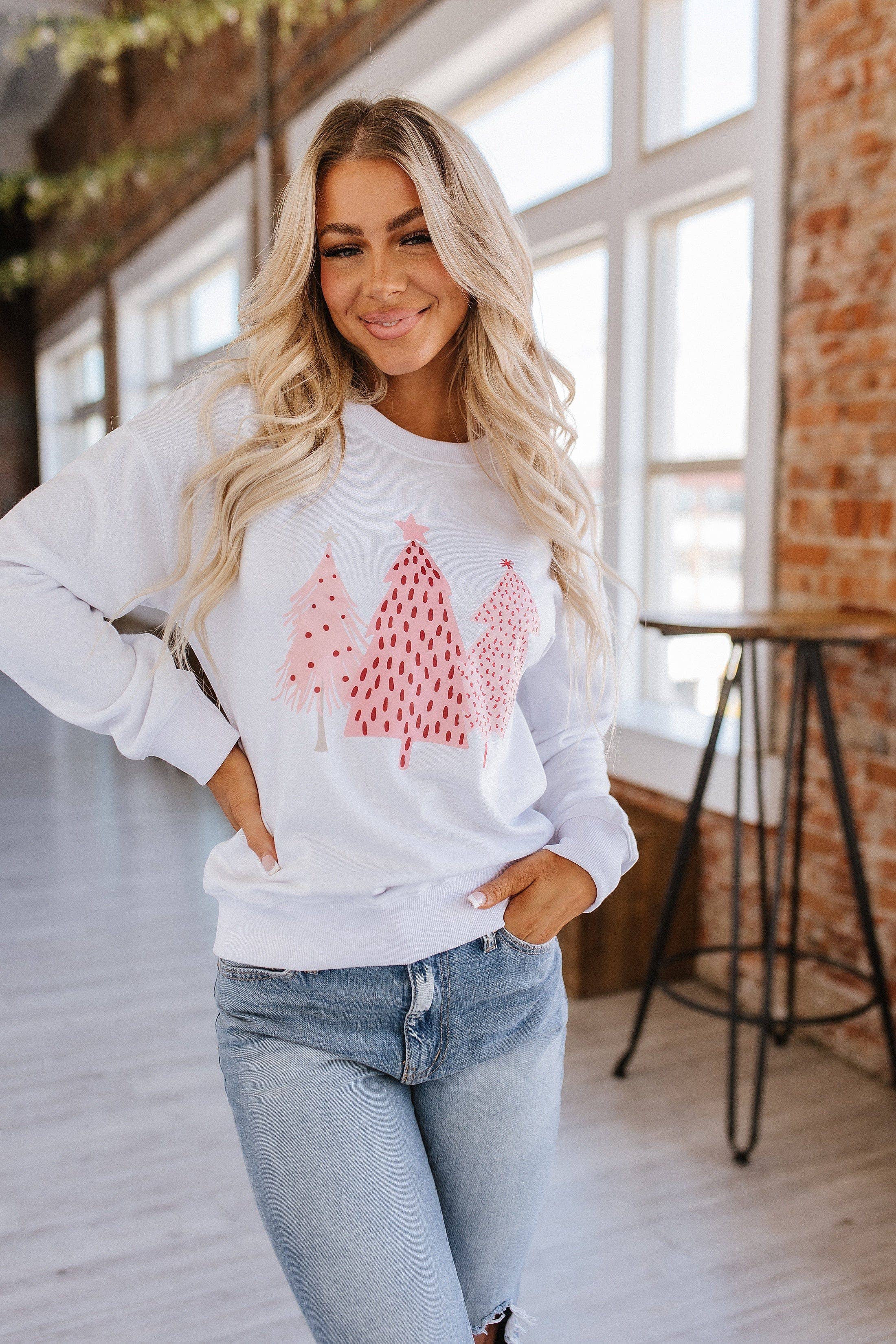 Pink Christmas Tree Sweatshirt