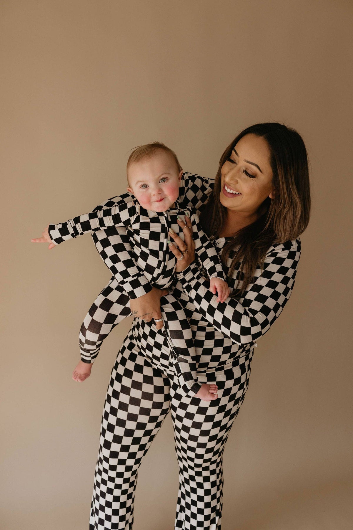 Women's Bamboo Pajamas Black Checkerboard