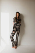 Women's Bamboo Pajamas Black Checkerboard