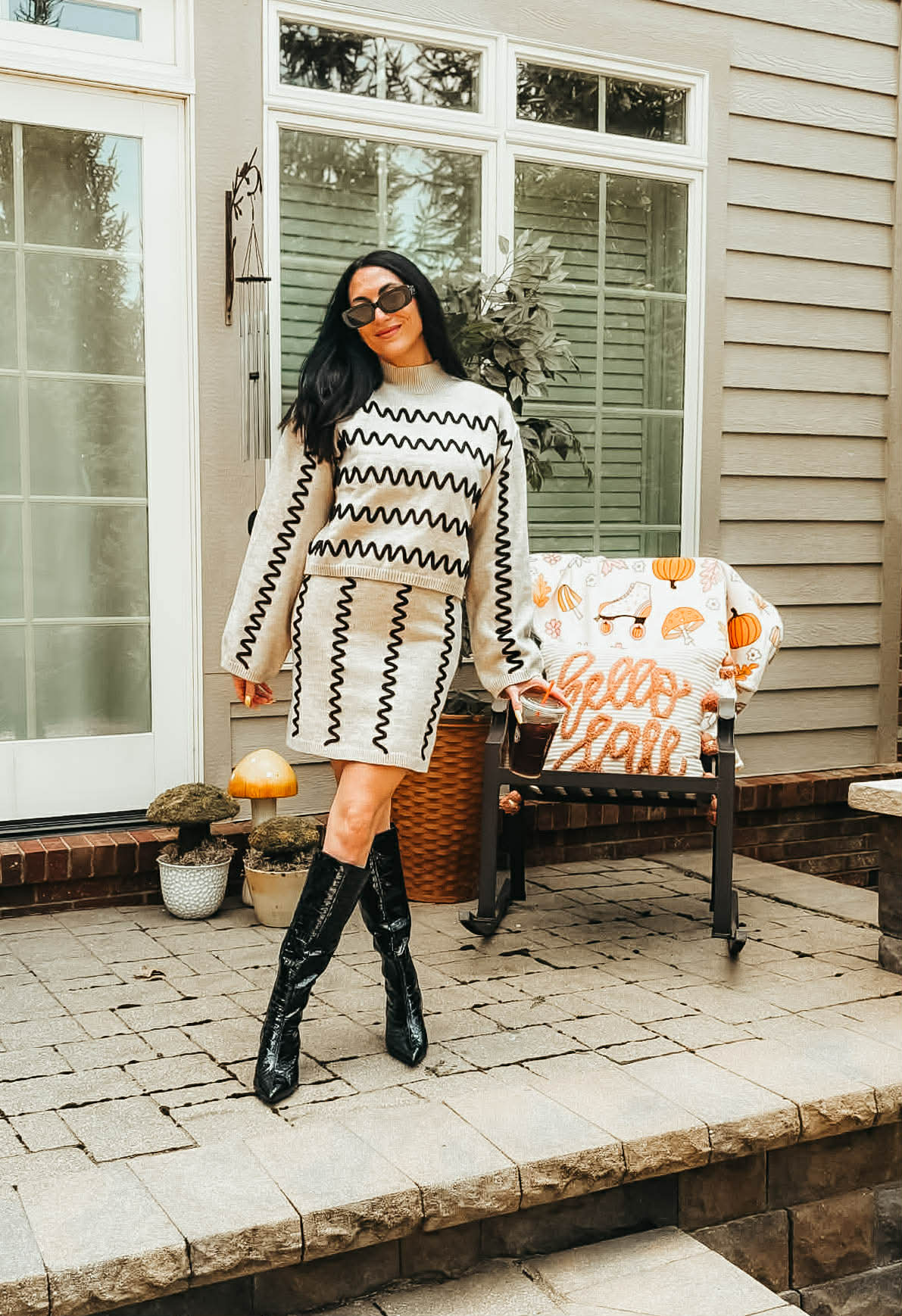 Wavy Stripe Turtleneck Sweater