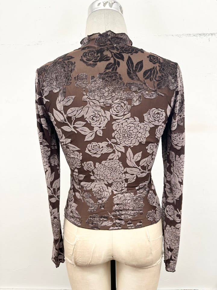 Chocolate Floral Mesh Top