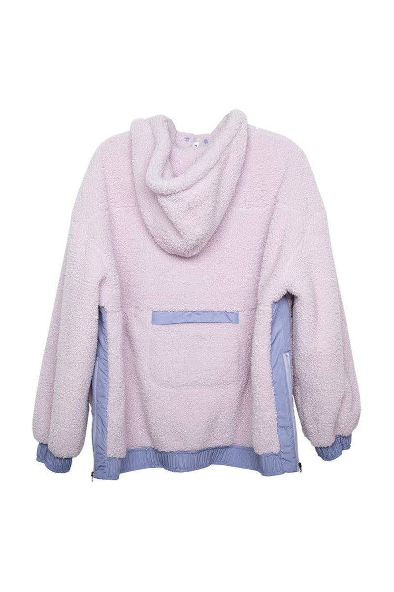 Two-Toned Sherpa Pullover: Light Purple