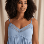 Bamboo Lace Nightie - Blue Mist - Intimate Whispers