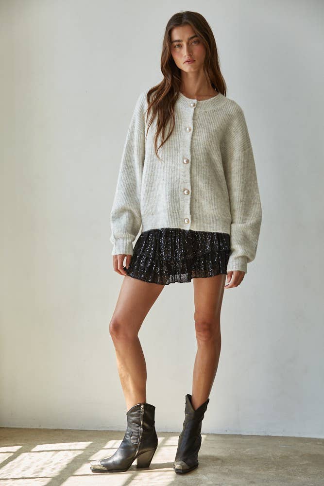 Knit Button Cardigan Oatmeal