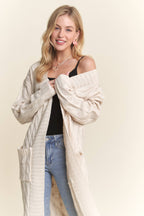 Cable Knit Long Cardigan - Cream