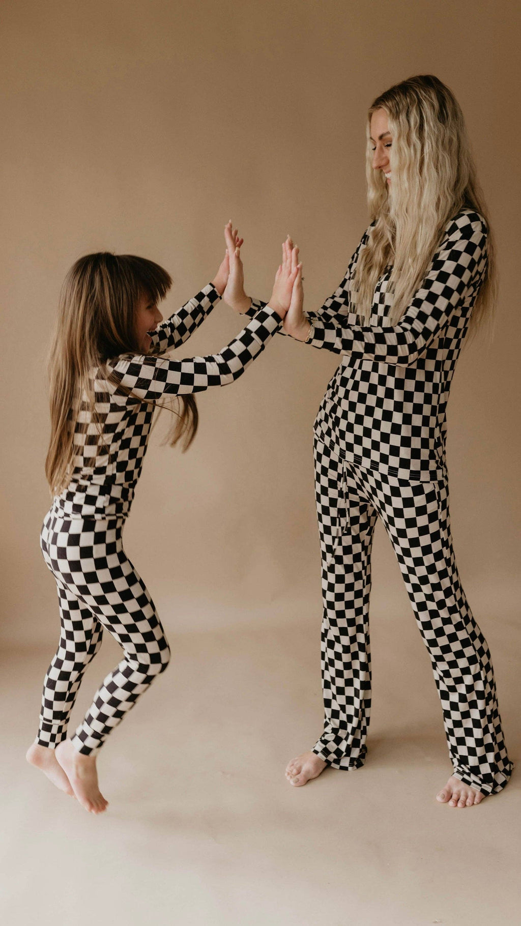 Women's Bamboo Pajamas Black Checkerboard