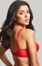 Womens panache red full cup bra back details on model