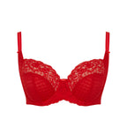 Womens panache red full cup bra flat lay details