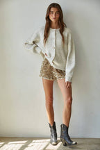 Knit Button Cardigan Oatmeal