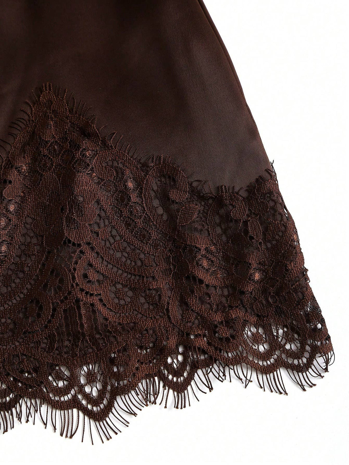 Lace Satin Mini Skirt: Coffee
