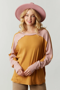 Mustard Pink Color Block L/S