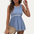 Blue Striped Peplum Tank Top