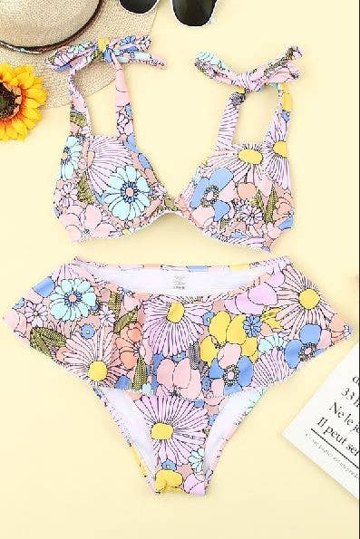 70s Floral Bikini Swimsuit