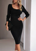 Ribbed Sweater DressBlack