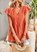 Orange Eyelet Peplum