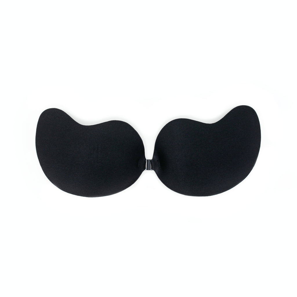 Women's Adhesive reusable sticky bra black flat lay front