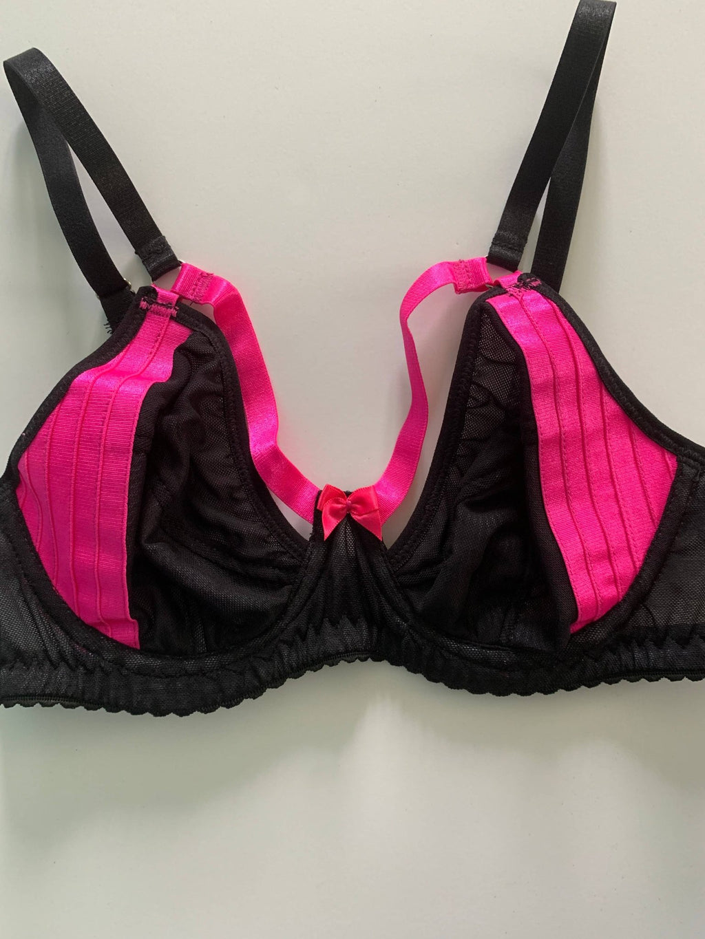 Dianthus Mira Hot Pink Strap Sheer Mesh Bra - Intimate Whispers