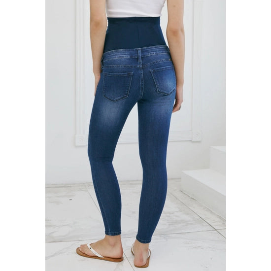 Women's maternity denim jeans by kancan with high waist band skinny style