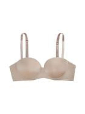 Women's The Little Bra Company strapless bra beige with removable straps flat lay