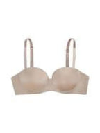 Women's The Little Bra Company strapless bra beige with removable straps flat lay