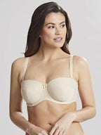 Women's Panache Evie strapless beige bra with straps on model with straps